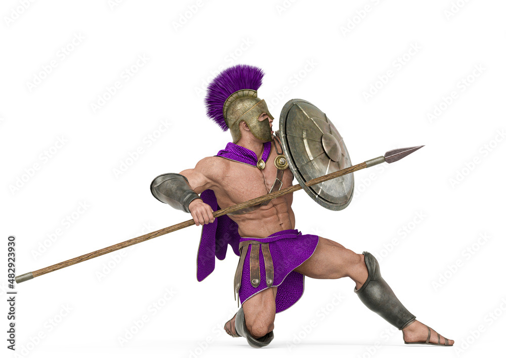 ancient warrior is kneeled in attack side view ancient warrior is kneeled in attack side view