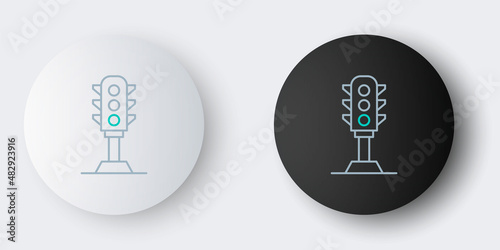 Line Traffic light icon isolated on grey background. Colorful outline concept. Vector