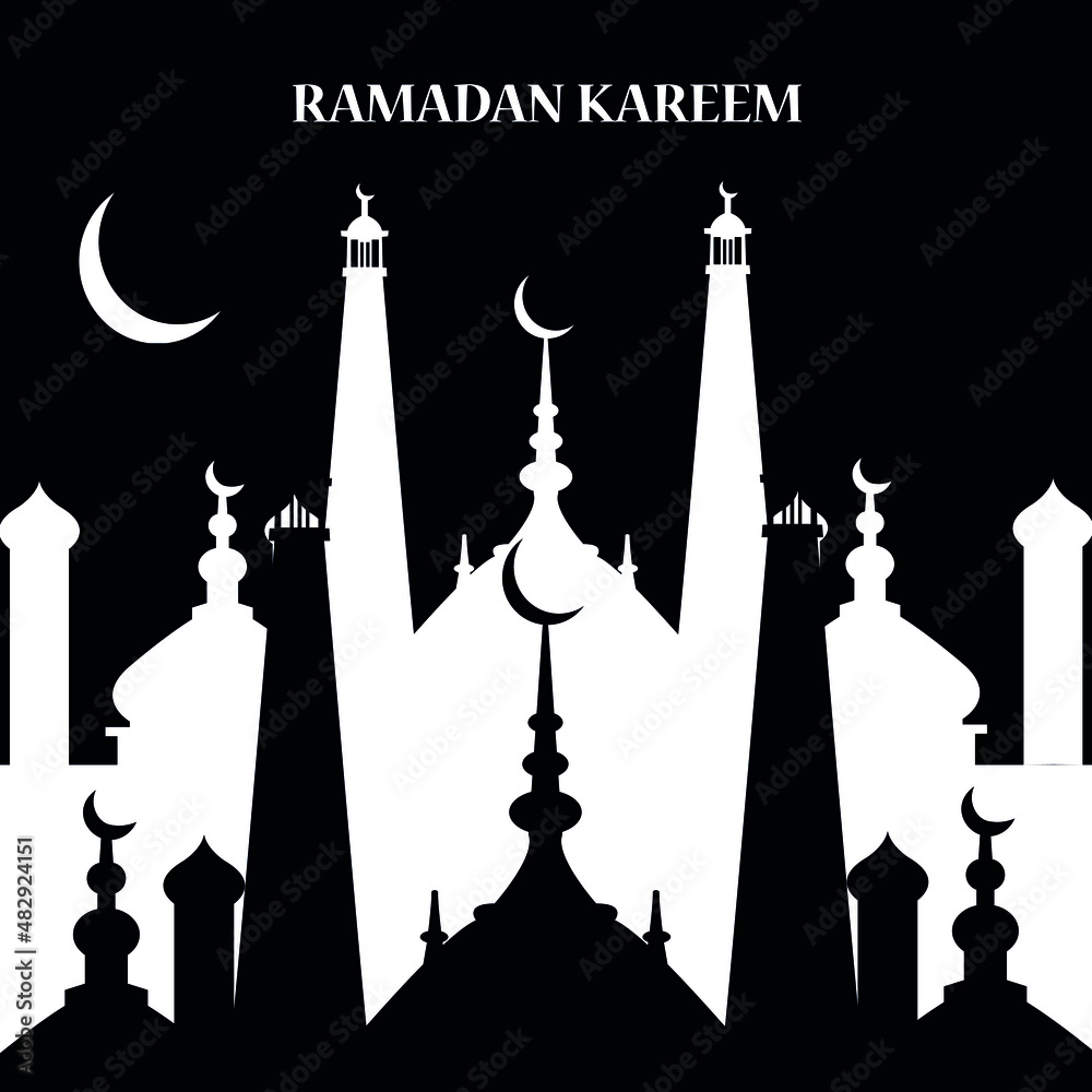Fototapeta premium Ramadan mubarak. Postcard, banner. Vector illustration
