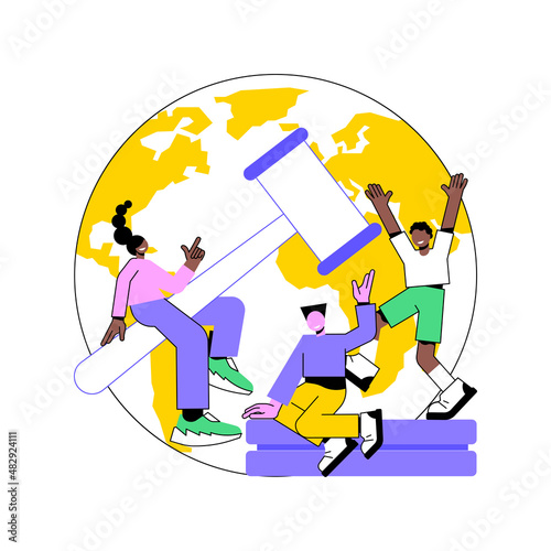 Youth rights abstract concept vector illustration. Youth liberation, young people rights protection, make decision, age of majority, voting age, intergenerational equity abstract metaphor.