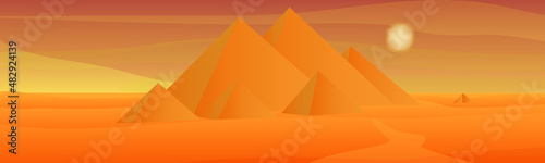 Pyramids in the desert. Panorama