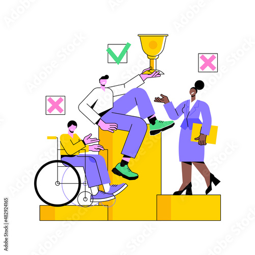 Workplace discrimination abstract concept vector illustration. Discrimination against employee, job applicant, equal employment opportunity, sexual harassment, prejudice abstract metaphor.
