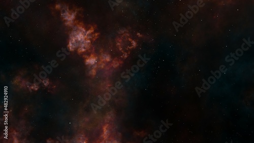 Deep space nebula with stars. Supernova Multicolor Starfield Space outer space background with nebulas and stars. Star clusters. © AlexMelas