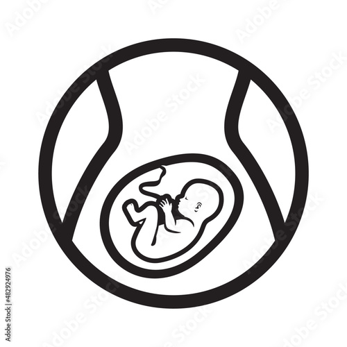 Embryo baby kid. Minimalist flat circle icon  pregnancy pictogram symbol.