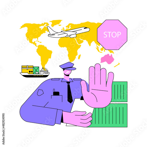 Embargo regulation abstract concept vector illustration. International sanctions, limited import and export, trading ban, bank account ban, financial and economic sanctions abstract metaphor.
