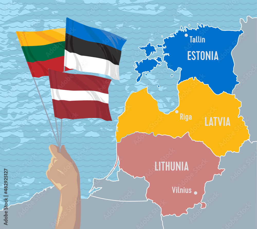 Hand Holds The Flags Of Latvia Lithuania And Estonia Which Symbolizes Hand Holds The Flags Of Latvia Lithuania And Estonia Which Symbolizes