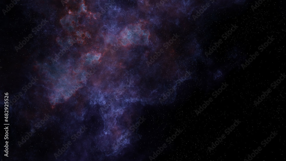 Nebula, cluster of stars in deep space. Science fiction art.  Outer space. Beautiful Nebula and Deep sky Object. A view from space to a galaxy and stars.