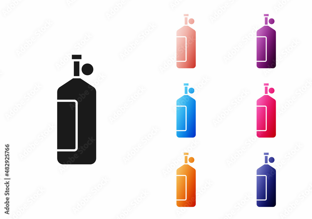 Black Aqualung icon isolated on white background. Oxygen tank for diver. Diving equipment. Extreme sport. Diving underwater equipment. Set icons colorful. Vector Black Aqualung icon isolated on white background. Oxygen tank for diver. Diving equipment. Extreme sport. Diving underwater equipment. Set icons colorful. Vector