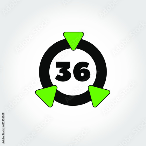 Ring icon with triangles and numeral 36 inside