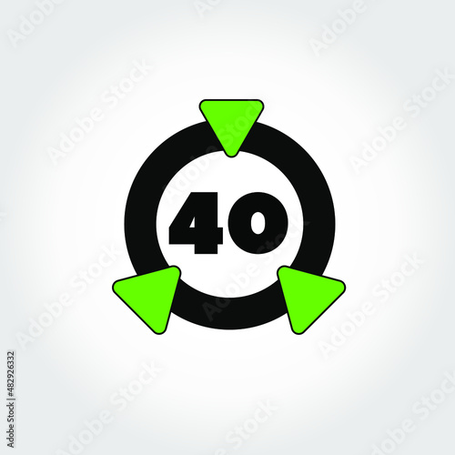 Ring icon with triangles and numeral 40 inside