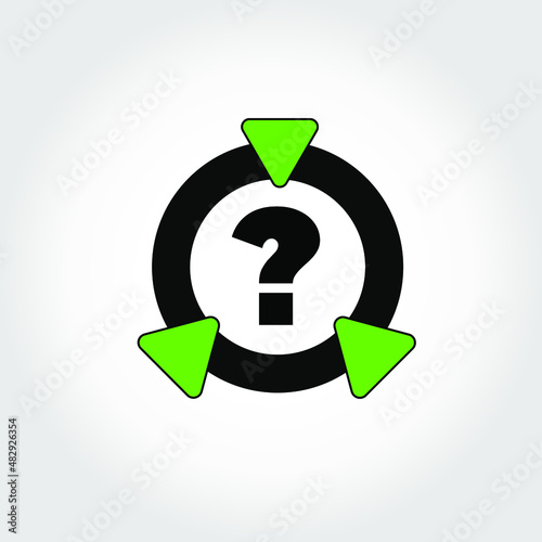 Ring icon with triangles and question mark symbolinside