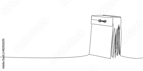 Tear-off calendar continuous line drawing. One line art of calendar, memorable date, countdown, weekday and weekend.
