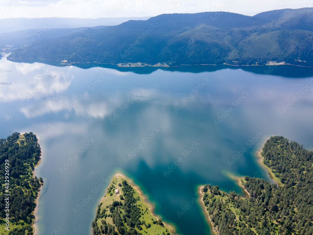 Aerial view of Dospat Reservoir, Bulgaria