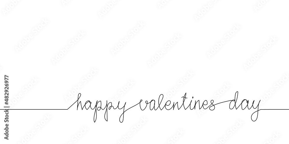 Happy valentines day continuous line drawing. One line art of english hand written lettering, phrase on line greeting card. Happy valentines day continuous line drawing. One line art of english hand written lettering, phrase on line greeting card.