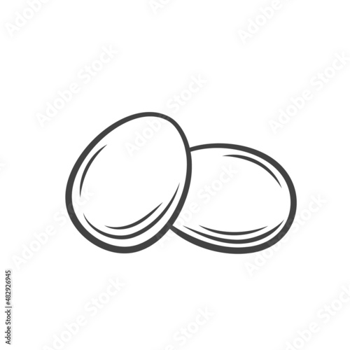 Two whole chicken eggs outline drawn vector illustration.