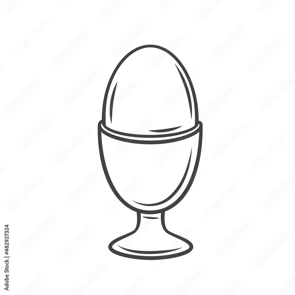 Boiled chicken eggs in eggshell in egg holder outline drawn vector illustration. Boiled chicken eggs in eggshell in egg holder outline drawn vector illustration.