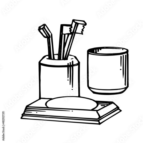 toiletries tools line art