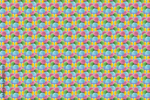 Abstract multicolored background composed of bath bombs