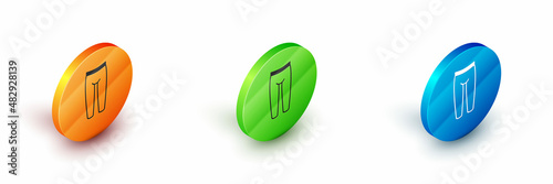 Isometric Leggings icon isolated on white background. Circle button. Vector