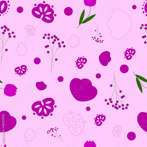 Seamless pattern background with rowanberry for fabrics, wallpaper, interior, wall-coverings.
