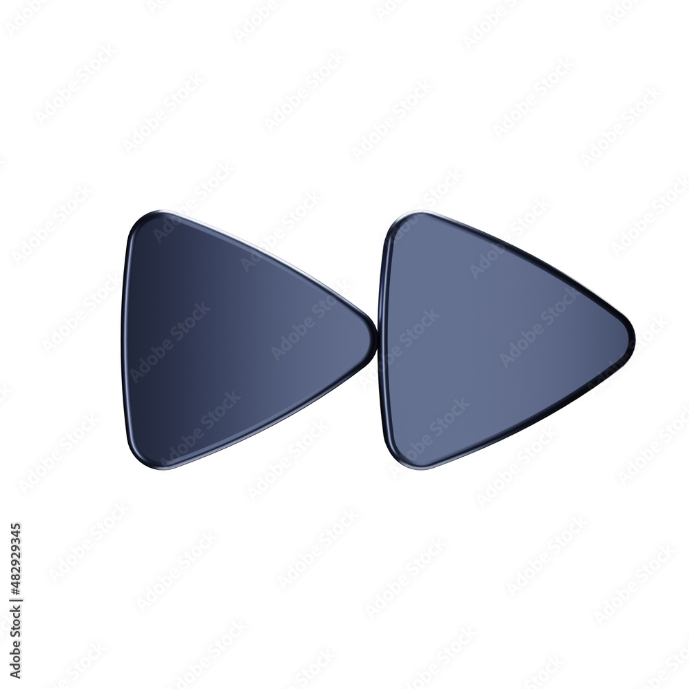 Volumetric metal fast forward button on a white isolated background. Volumetric metal fast forward button on a white isolated background.