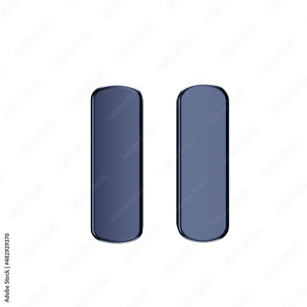 Volumetric metal pause button on a white isolated background. Volumetric metal pause button on a white isolated background.