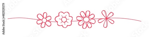 Doodle floral spring scribble banner on white background