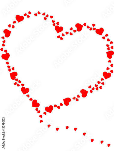 Grande coração formado por varios corações vermelhos de amor, dia dos namorados