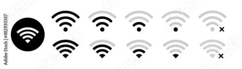 Wifi internet signal icon set. Wlan antenna router signs. Wi-fi wireless icon