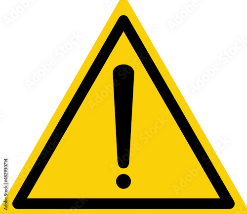 Warning sign, attention sign, black exclamation on yellow background, vector