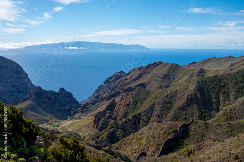 View on La Gomera island from Rural de Teno park on Tenerife  Canary islands  Spain