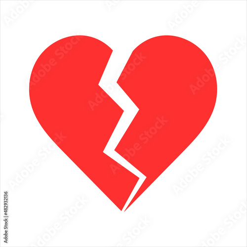 Broken heart icon on a white background. Broken heart. Divorce flat vector icon for apps and websites.