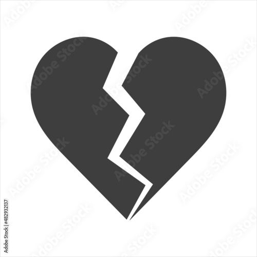 Broken heart icon on a white background. Broken heart. Divorce flat vector icon for apps and websites.