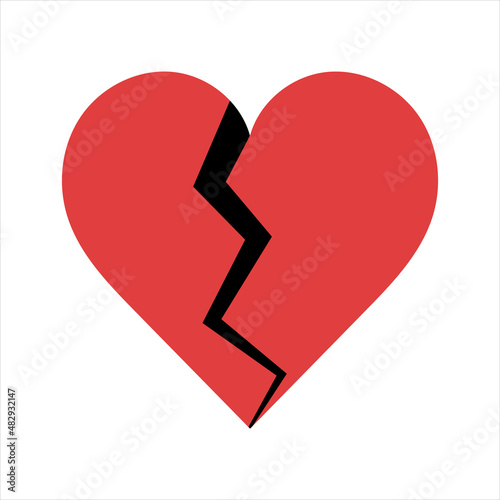 Broken heart icon on a white background. Broken heart. Divorce flat vector icon for apps and websites.