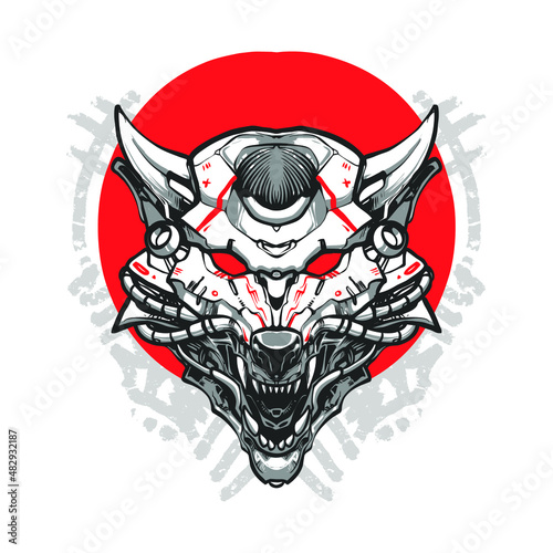 the wolf head robot illustration