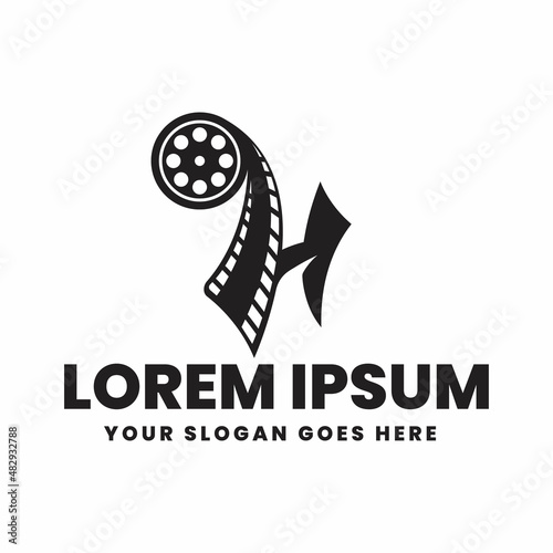 Initial letter H videography or movie maker logo Design Vector illustration