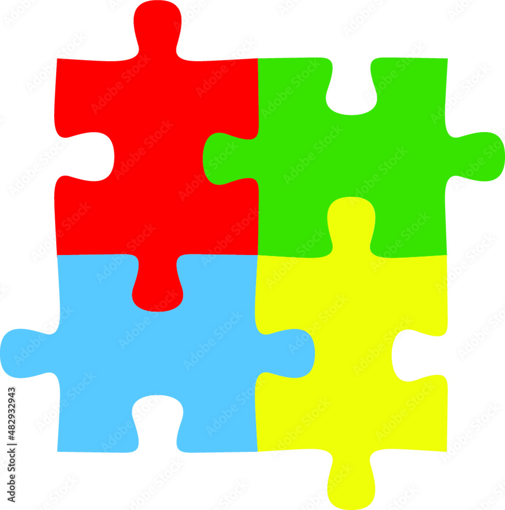 Pieces of jigsaw puzzle or teamwork concept flat vector color icon for apps and websites Pieces of jigsaw puzzle or teamwork concept flat vector color icon for apps and websites