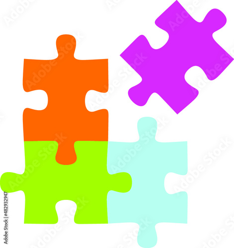 Pieces of jigsaw puzzle or teamwork concept flat vector color icon for apps and websites