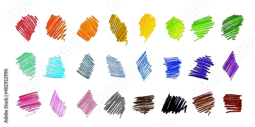 Felt tip pen or marker strokes, stripes, traces. Realistic hand drawn scribble collection