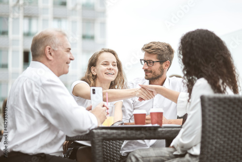 Business handshake. Business handshake and business people concept.