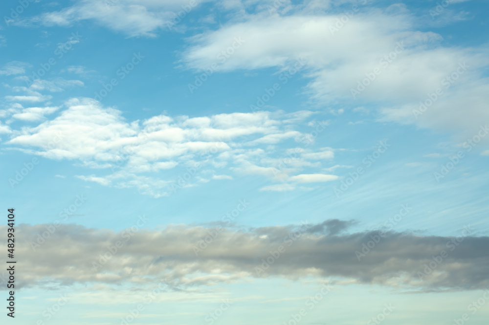 Blurred image of the sky with different clouds.