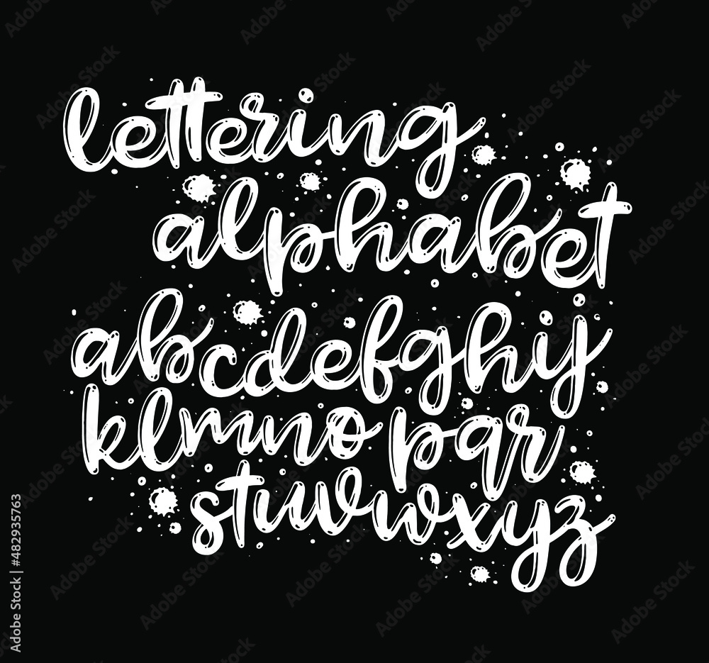 Fototapeta premium Vector hand drawn alphabet isolated on white background. Brush painted letters. Decorative artistic font. Black letters. 