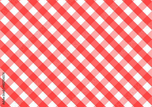 Red Gingham seamless pattern. Texture from rhombus/squares for - plaid, tablecloths, clothes, shirts, dresses, paper, bedding, blankets, quilts and other textile products. Vector illustration