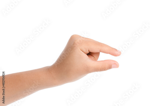 Child holding something on white background
