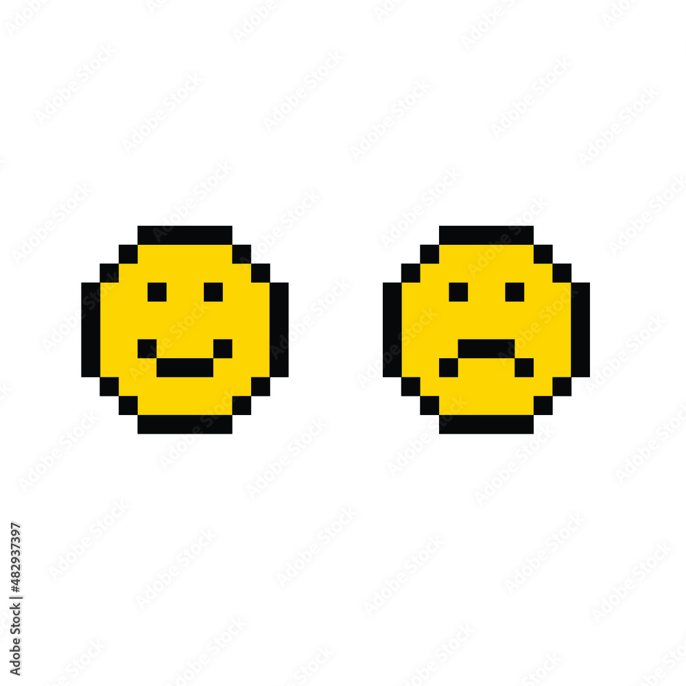 Happy smile icon vector pixel Smiling Emoticon Happy smile icon vector pixel Smiling Emoticon