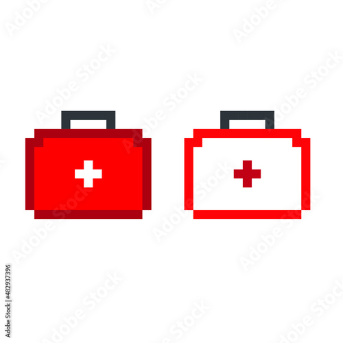 pixel ambulanse icon medicine case  sign vector cartoon