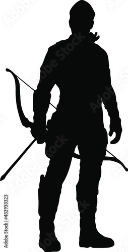 A medieval warrior with sword and spears. The vector silhouette of an assassin who attacks the enemy	