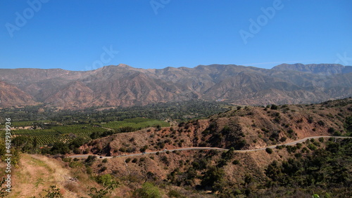 View of the valley of the mountains in Ojai Valley