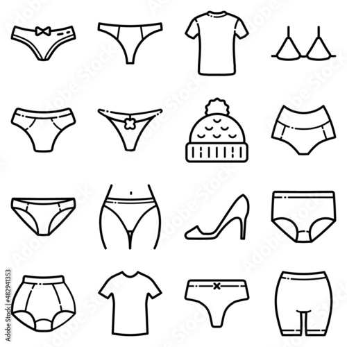 Clothes Flat Icon Set Isolated On White Background