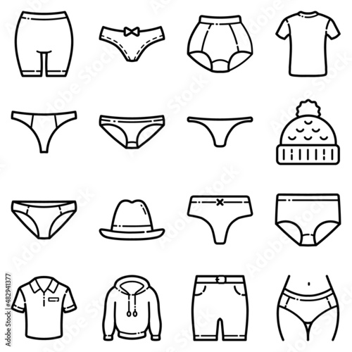 Clothes Flat Icon Set Isolated On White Background